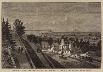 Udsigt over Mount St Michael-bugten fra Avranches, Normandiet